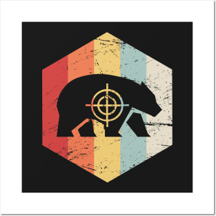 Retro Vintage Bear Hunter Icon Posters and Art